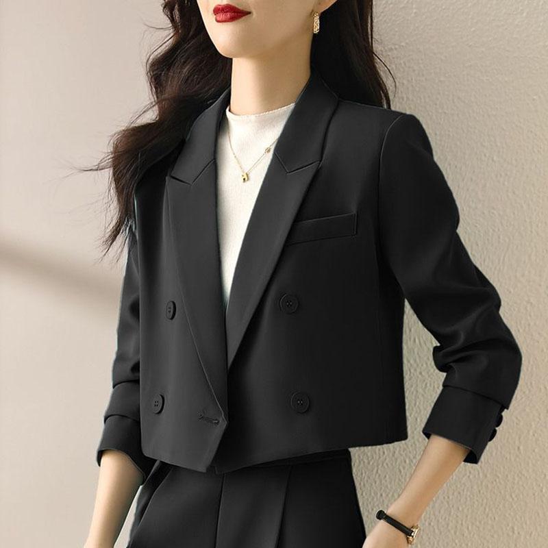 Gisela | Women's Cropped Blazer | Double Breasted Pocket Workwear