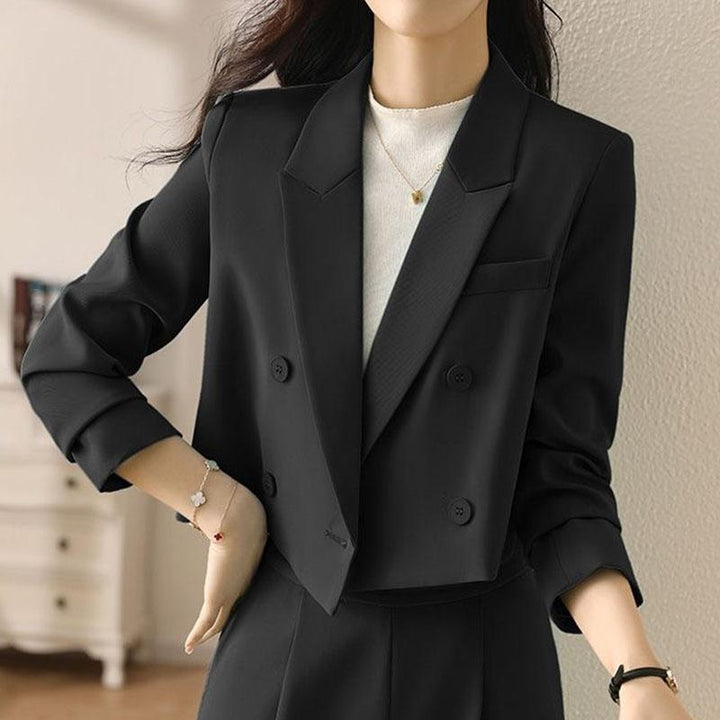 Gisela | Women's Cropped Blazer | Double Breasted Pocket Workwear