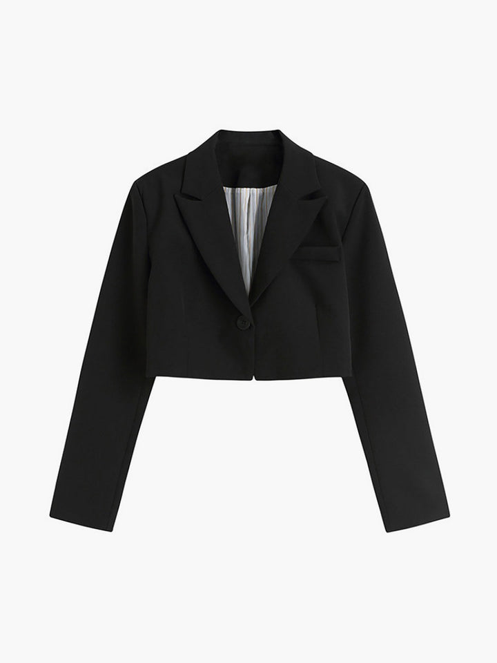 Eithne | Women's Cropped Blazer | Notched Lapel Button Minimalist