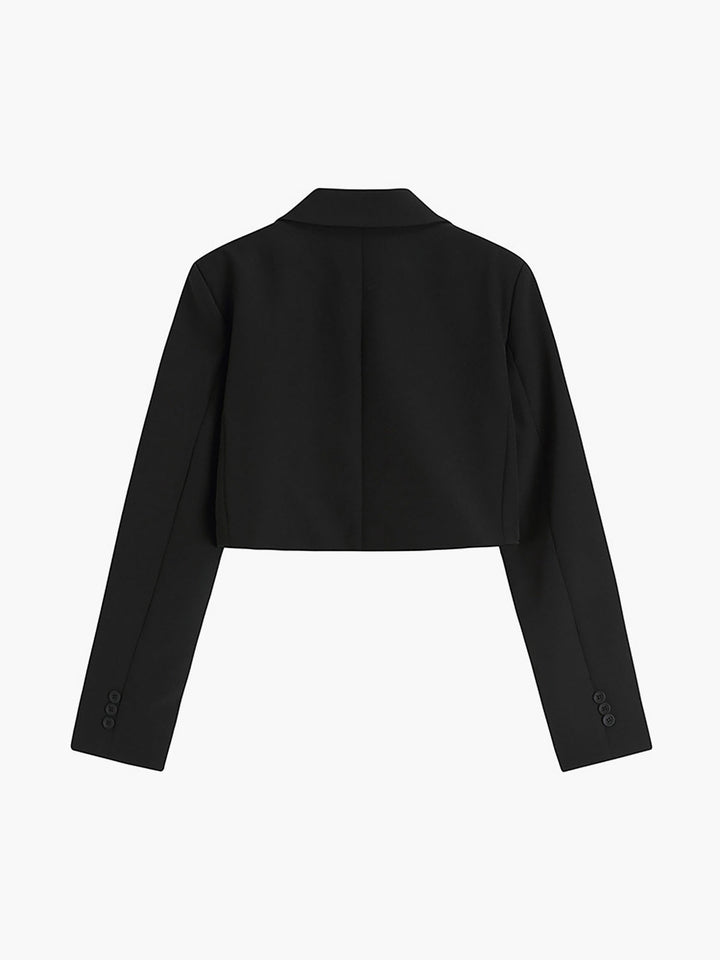 Eithne | Women's Cropped Blazer | Notched Lapel Button Minimalist