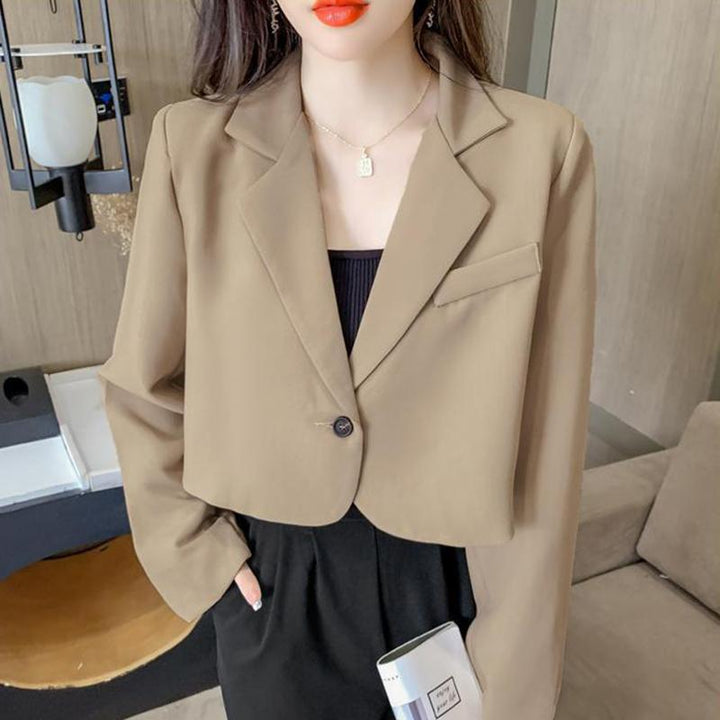 Walpurg | Women's Cropped Blazer | Notched Lapel Single Button Short