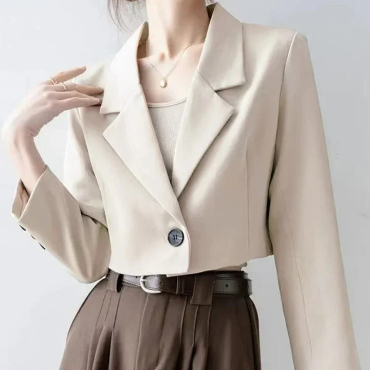 Athenais | Women's Cropped Blazer | Notched Lapel Single Button Tailored