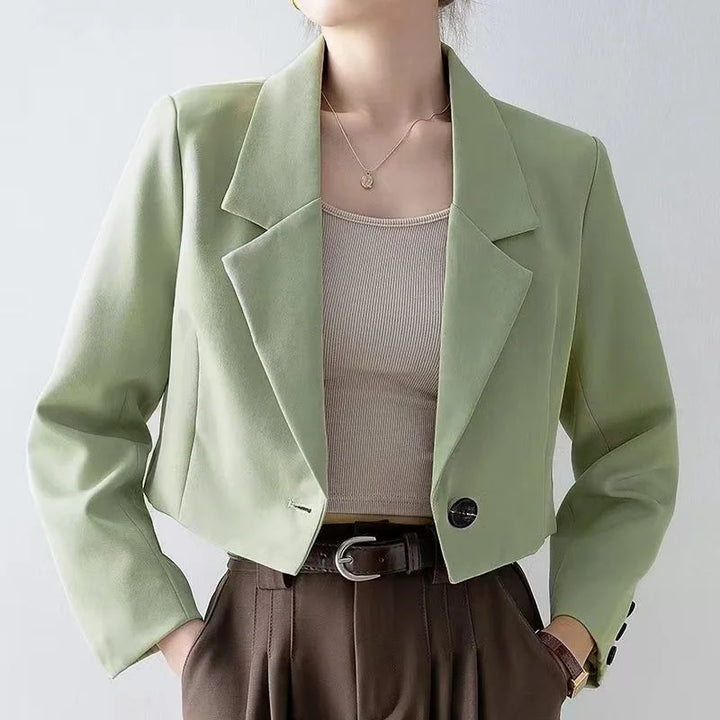 Athenais | Women's Cropped Blazer | Notched Lapel Single Button Tailored