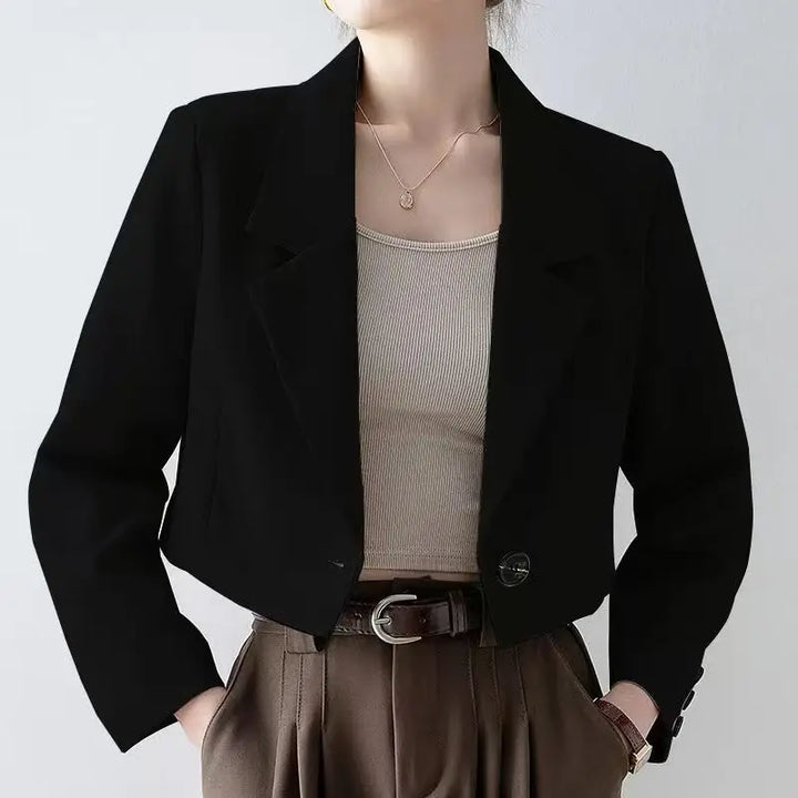 Athenais | Women's Cropped Blazer | Notched Lapel Single Button Tailored