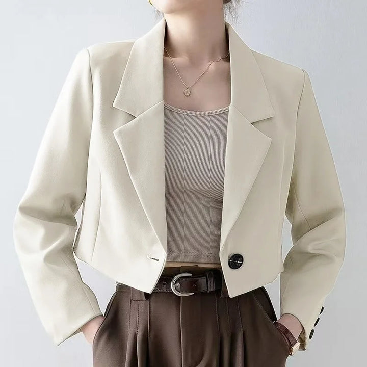 Athenais | Women's Cropped Blazer | Notched Lapel Single Button Tailored