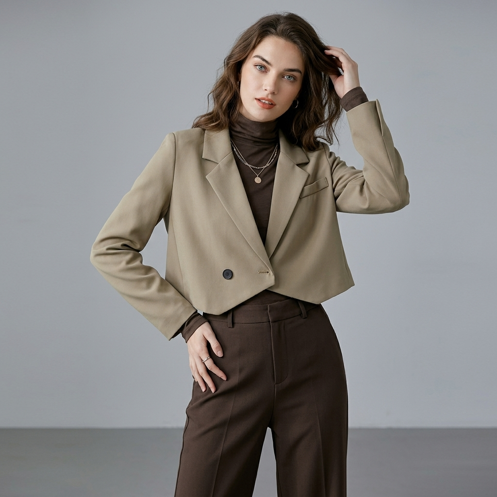 Nova | Women's Cropped Blazer | Notched Lapel Welt Pocket Casual
