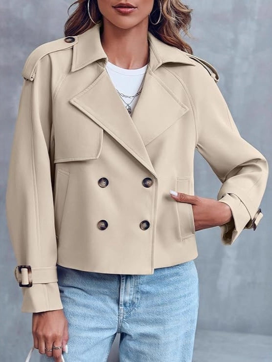 Trudel | Women's Cropped Trench Coat | Double-Breasted