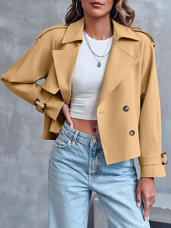 Trudel | Women's Cropped Trench Coat | Double-Breasted