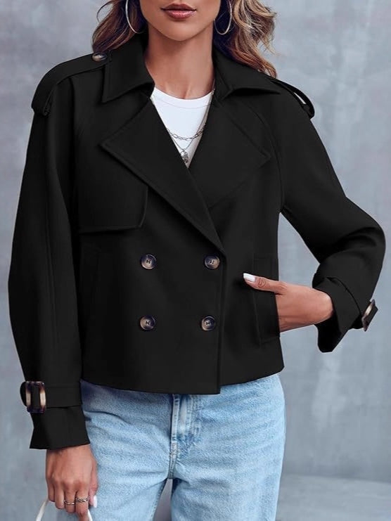 Trudel | Women's Cropped Trench Coat | Double-Breasted