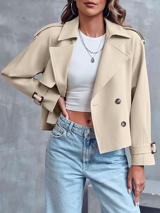 Trudel | Women's Cropped Trench Coat | Double-Breasted