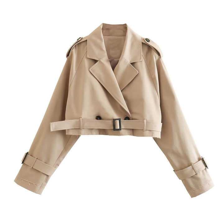 Oksana | Women's Cropped Trench Jacket | Short Belted Classic