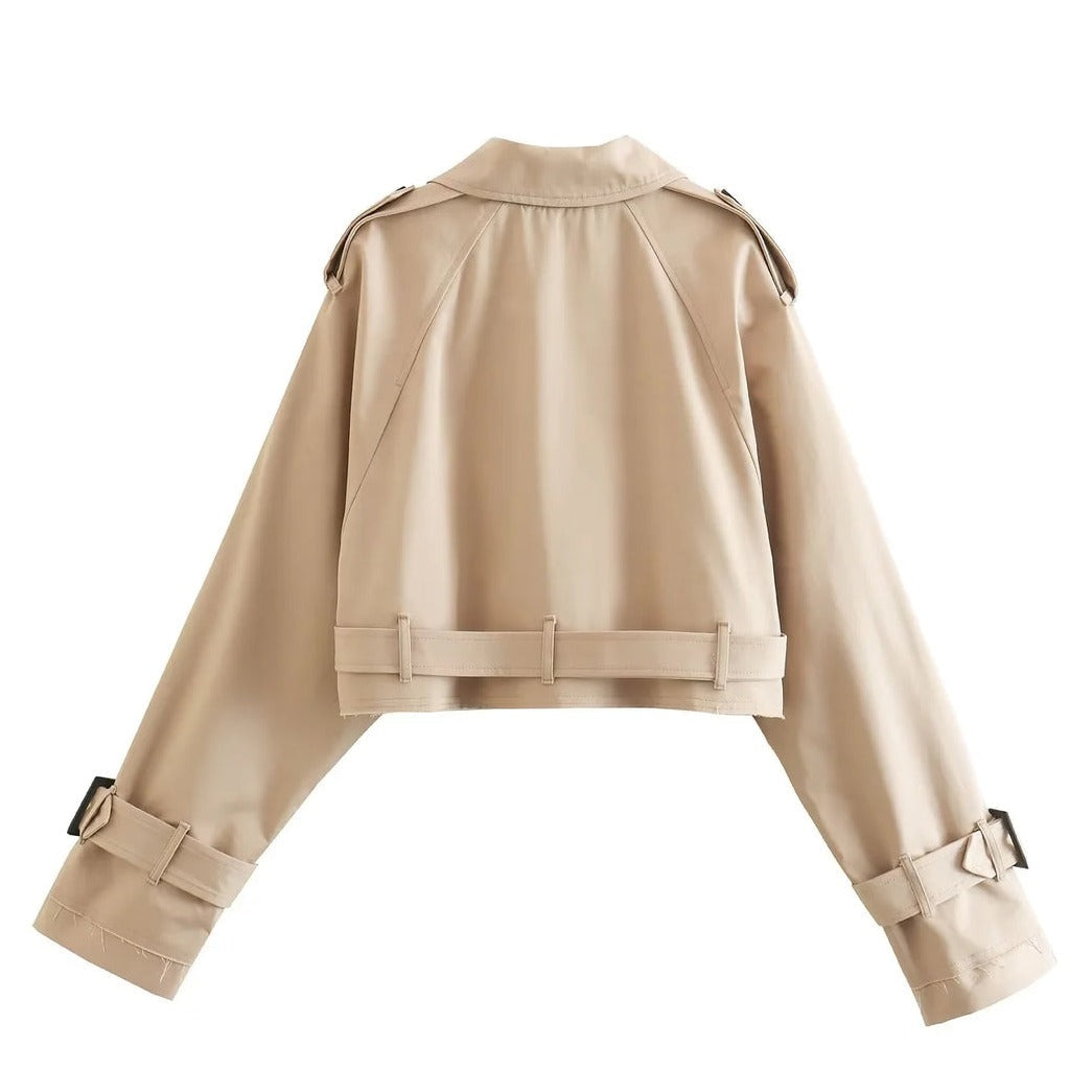 Oksana | Women's Cropped Trench Jacket | Short Belted Classic