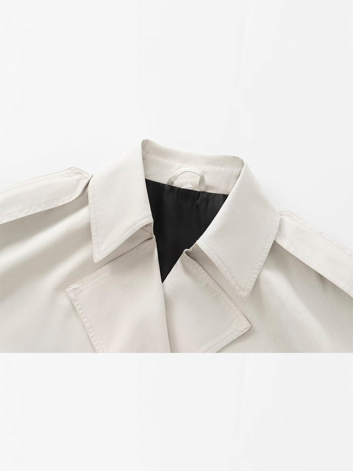 Jyoti | Women's Cropped Trench Coat Short | Double-Breasted