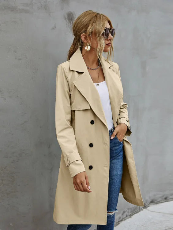Walburga | Women's Double-Breasted Trench Coat | Belted Waist