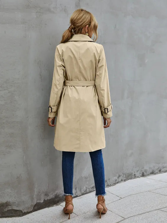 Walburga | Women's Double-Breasted Trench Coat | Belted Waist