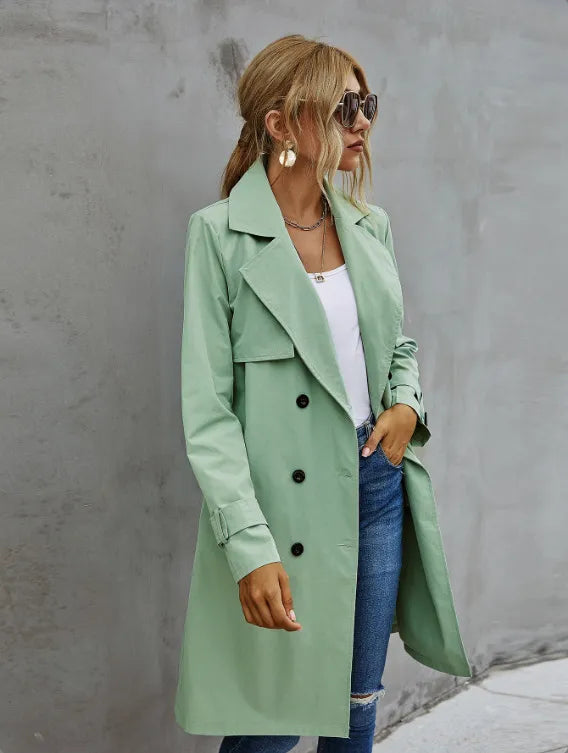 Walburga | Women's Double-Breasted Trench Coat | Belted Waist