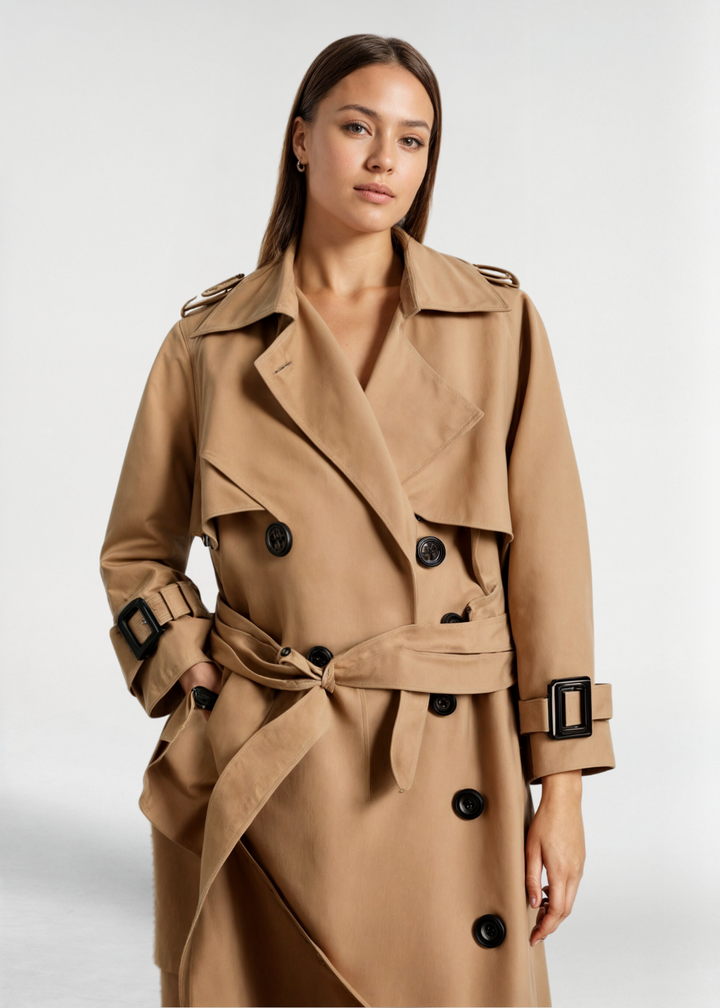 Pearl | Women's Trench Coat | Epaulettes & Buckled Cuffs Long