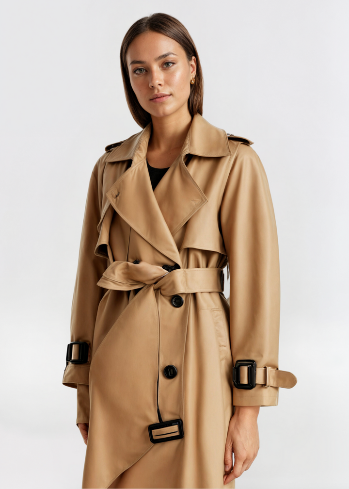Pearl | Women's Trench Coat | Epaulettes & Buckled Cuffs Long