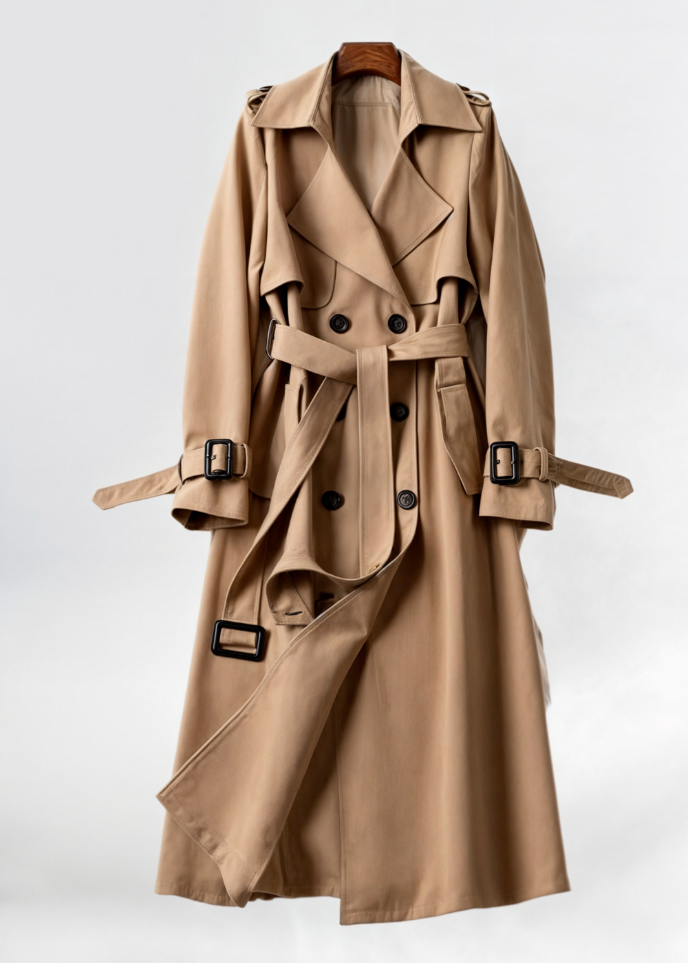 Pearl | Women's Trench Coat | Epaulettes & Buckled Cuffs Long