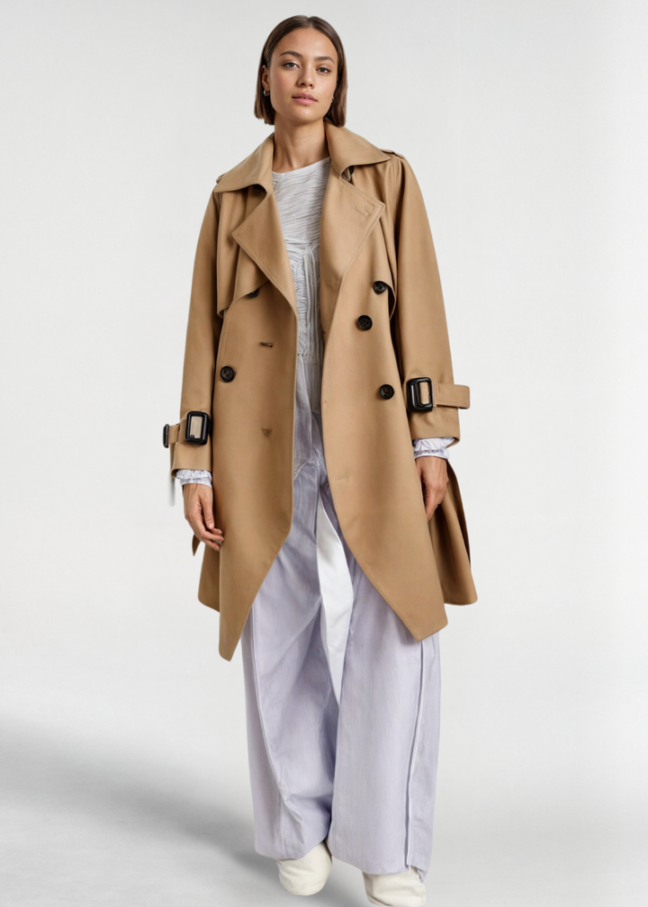 Pearl | Women's Trench Coat | Epaulettes & Buckled Cuffs Long