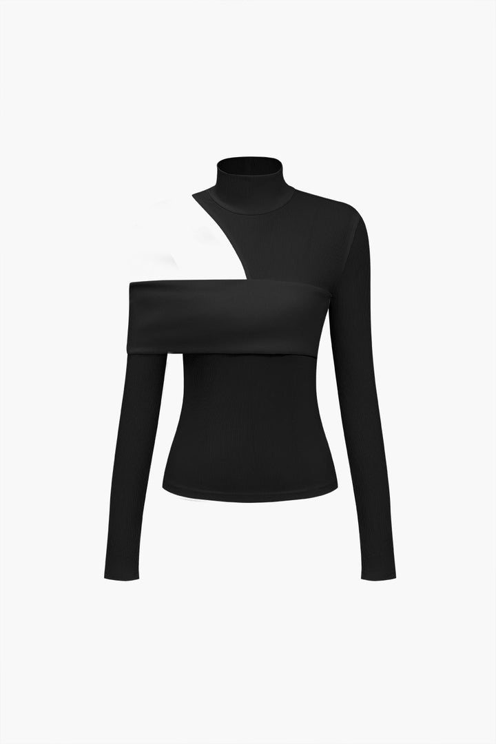 Adelheid | Women's Fitted Long Sleeve Top | Cut Out Turtleneck