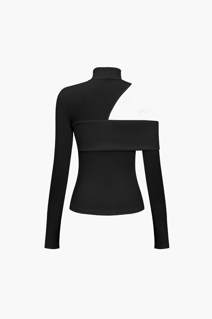 Adelheid | Women's Fitted Long Sleeve Top | Cut Out Turtleneck
