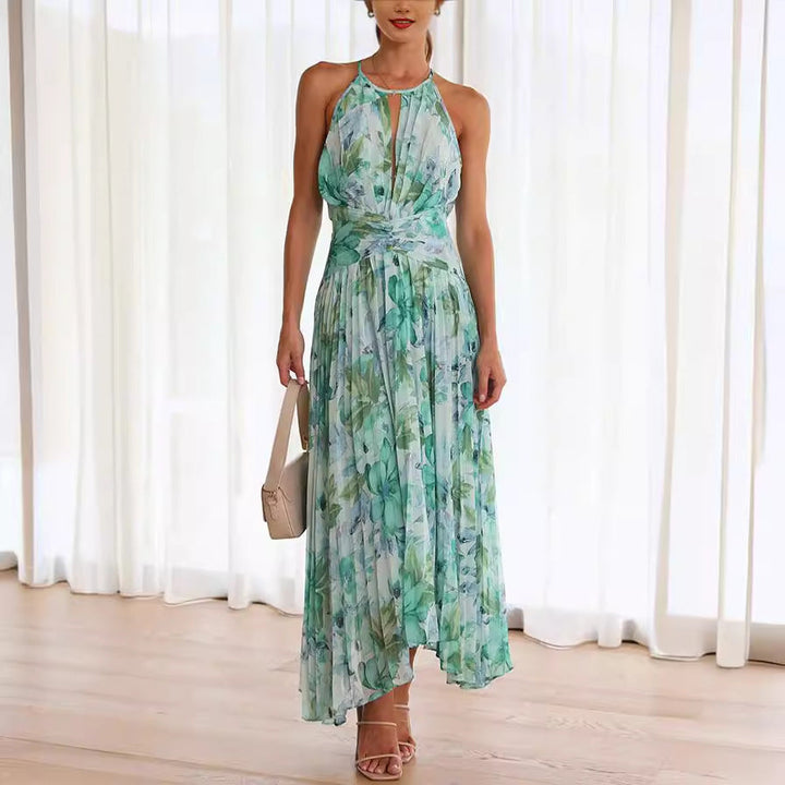 Women's Floral Wedding Guest Dress | Halter Midi