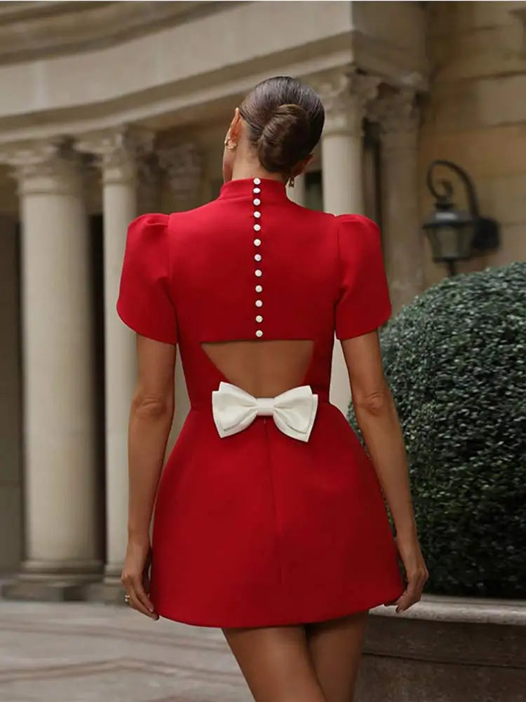 Women's Graduation Dress Mini Open Back Bow | Party