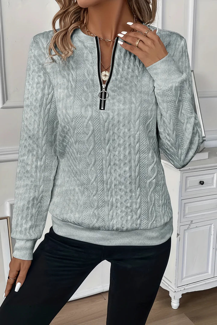 Ndeye | Women's Half-Zip Knitted Jumper | Ring Pull Ribbed Hem