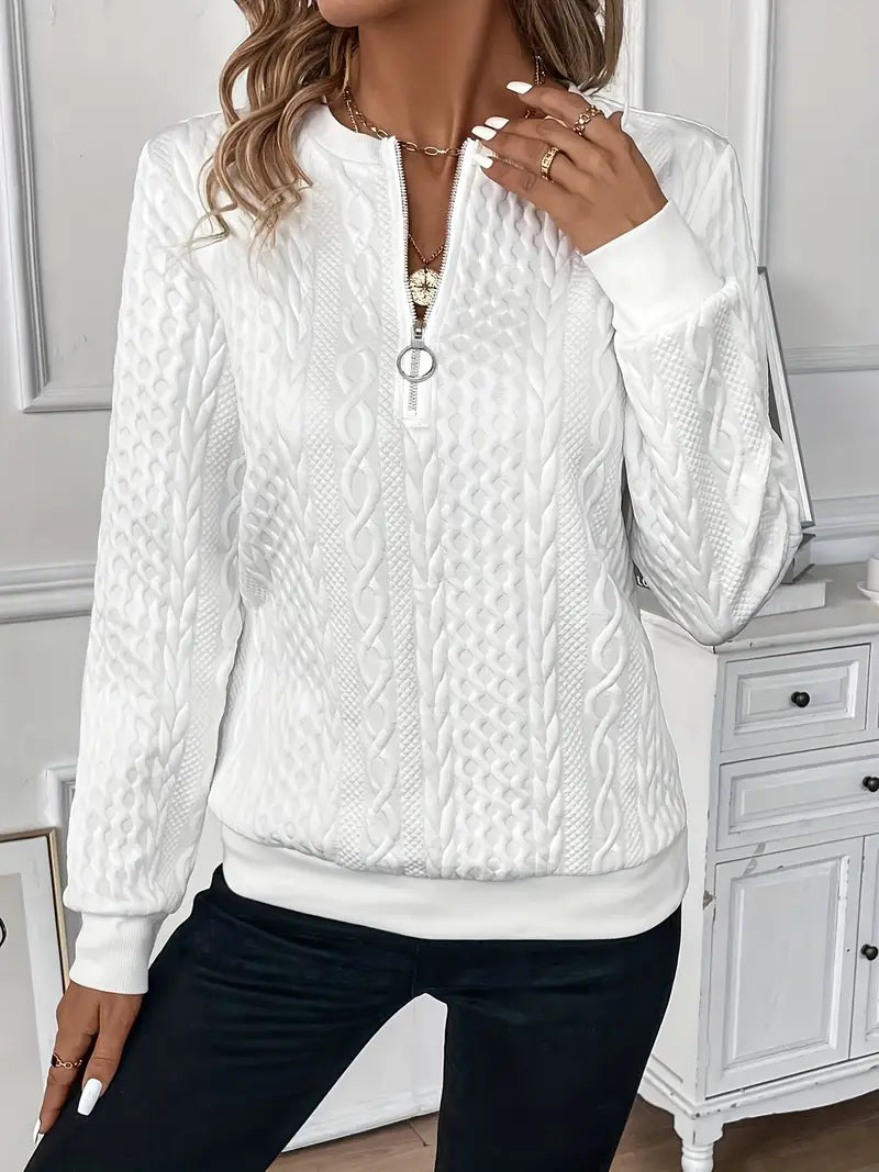 Ndeye | Women's Half-Zip Knitted Jumper | Ring Pull Ribbed Hem