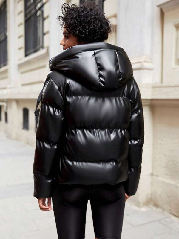 Prue | Women's Oversized Glossy Hooded Puffer Jacket | Padded