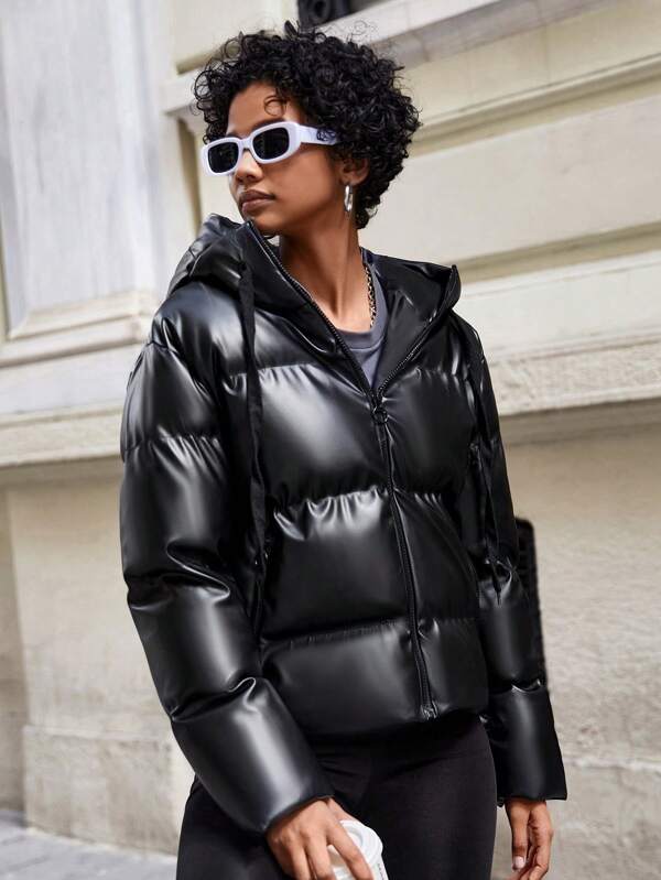 Prue | Women's Oversized Glossy Hooded Puffer Jacket | Padded