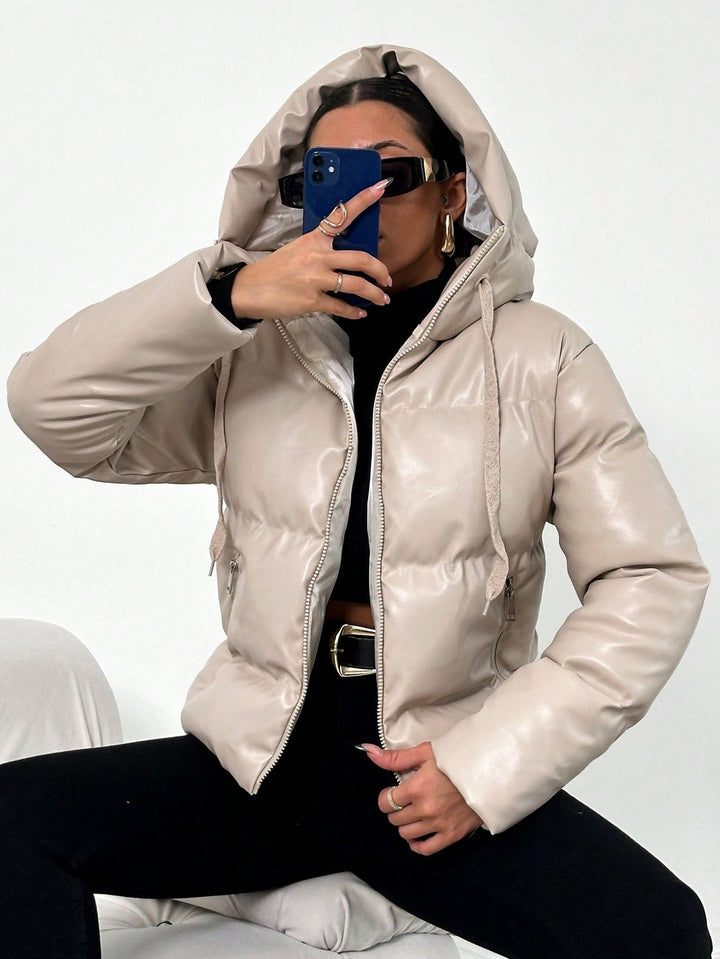 Prue | Women's Oversized Glossy Hooded Puffer Jacket | Padded