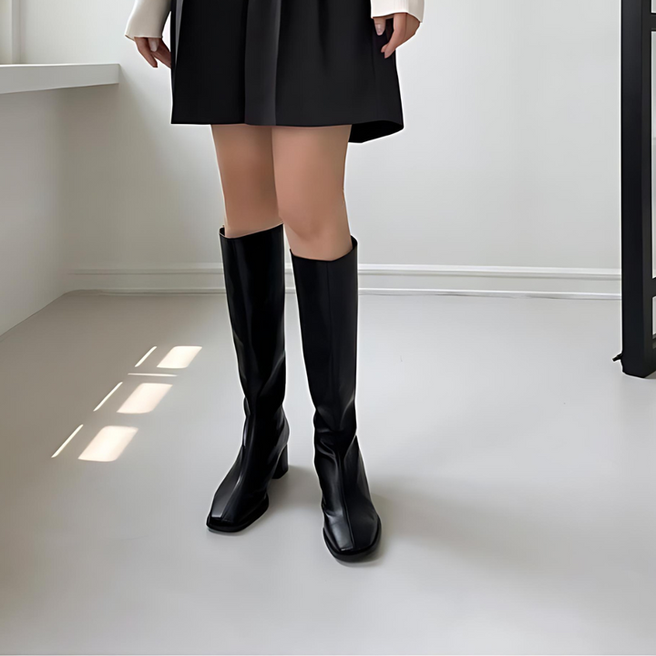 Soledad | Women's Knee High Boots | Square Toe Block Heel