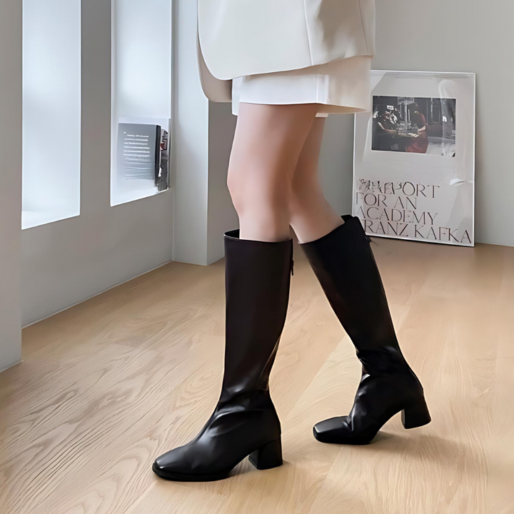 Soledad | Women's Knee High Boots | Square Toe Block Heel