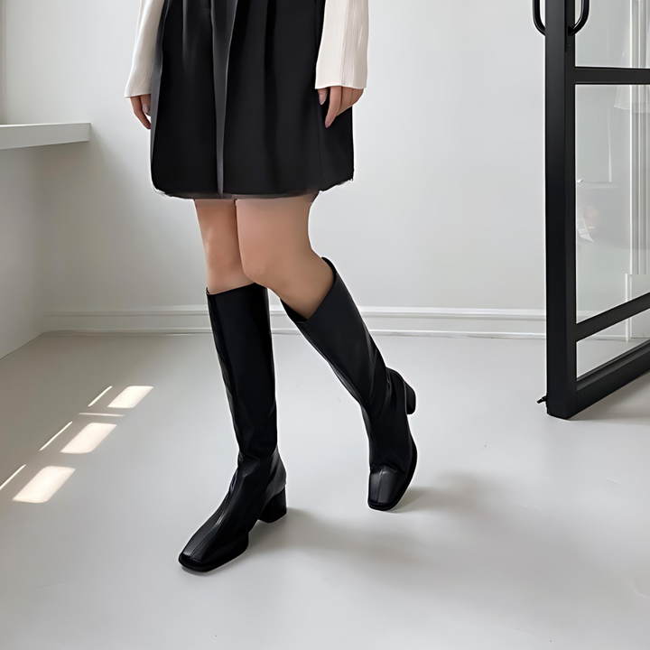 Soledad | Women's Knee High Boots | Square Toe Block Heel