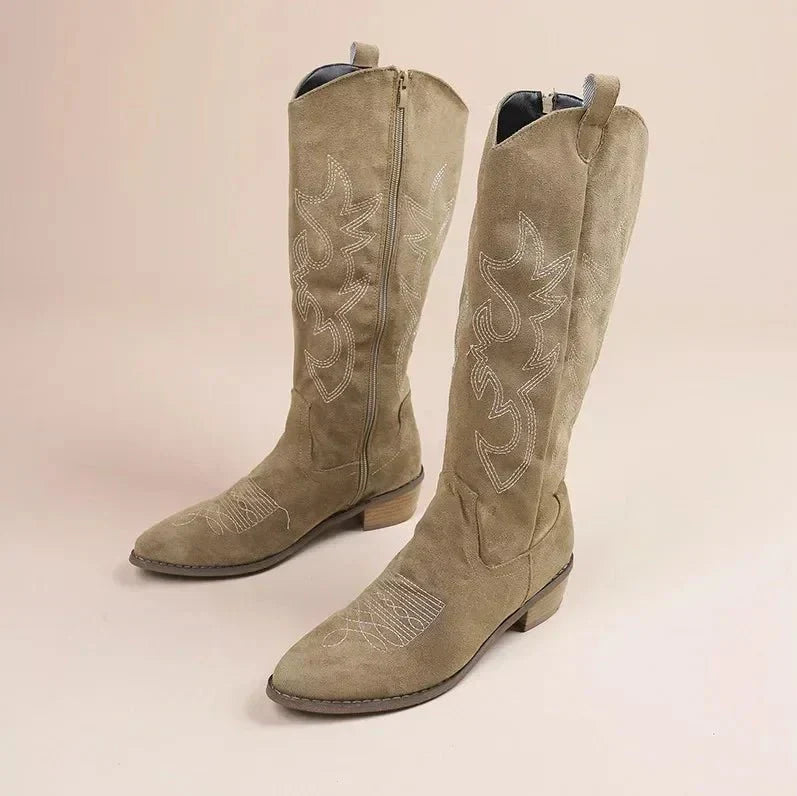 Cunigunde | Women's Western Knee High Boots | Cowgirl Stitch