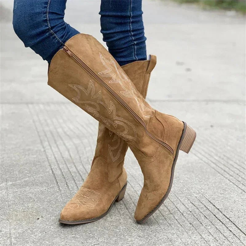 Cunigunde | Women's Western Knee High Boots | Cowgirl Stitch