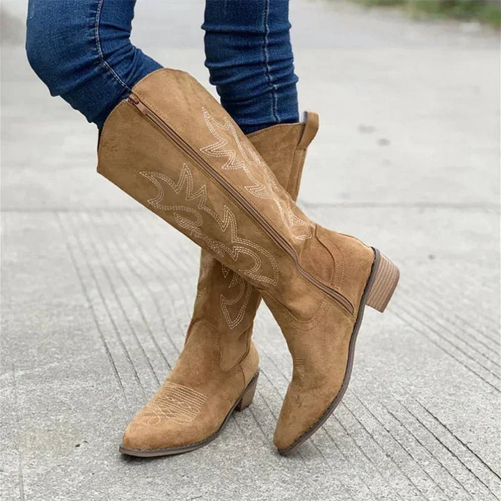 Cunigunde | Women's Western Knee High Boots | Cowgirl Stitch