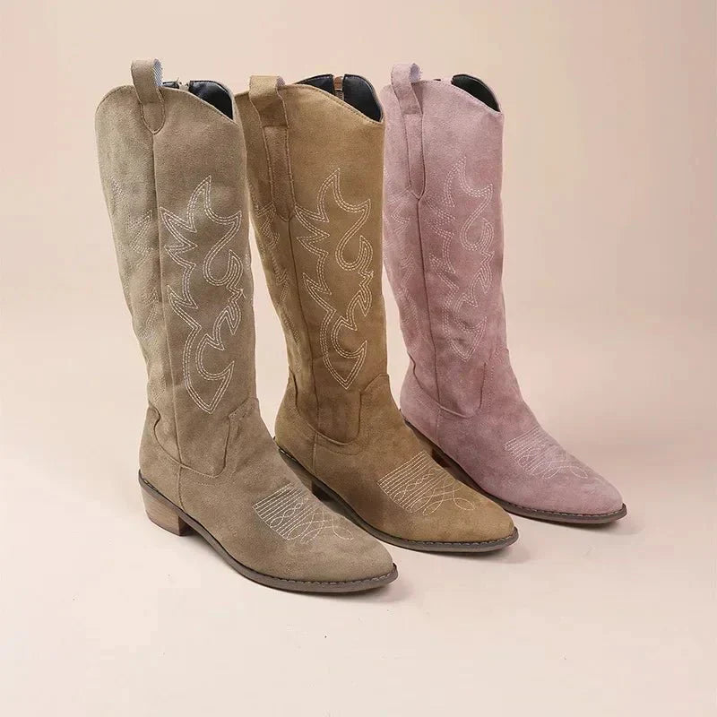 Cunigunde | Women's Western Knee High Boots | Cowgirl Stitch