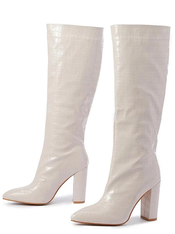 Hortensia | Women's Knee High Boots | Block Heel Pointed Toe
