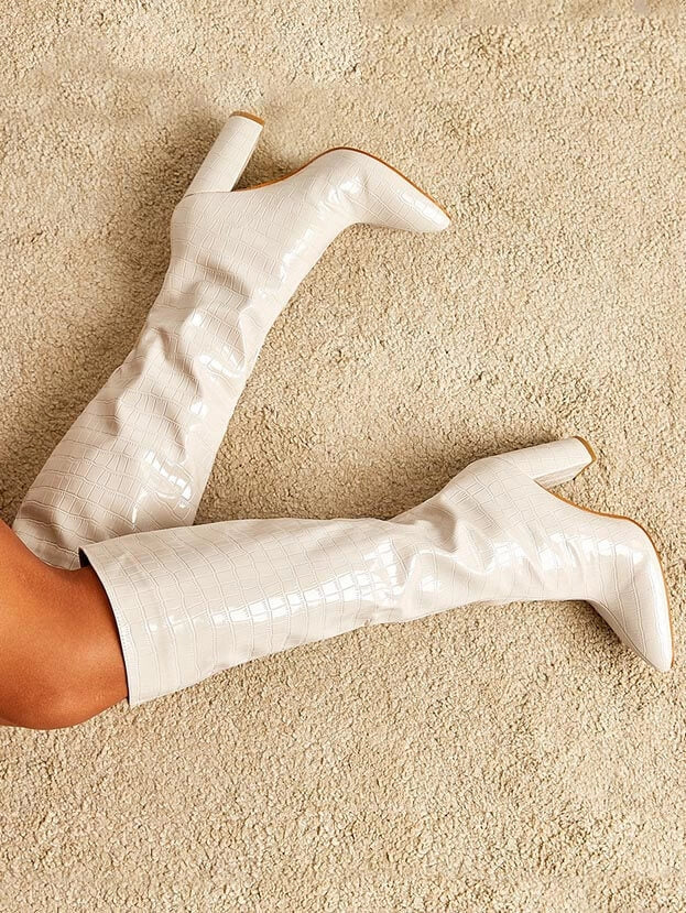 Hortensia | Women's Knee High Boots | Block Heel Pointed Toe