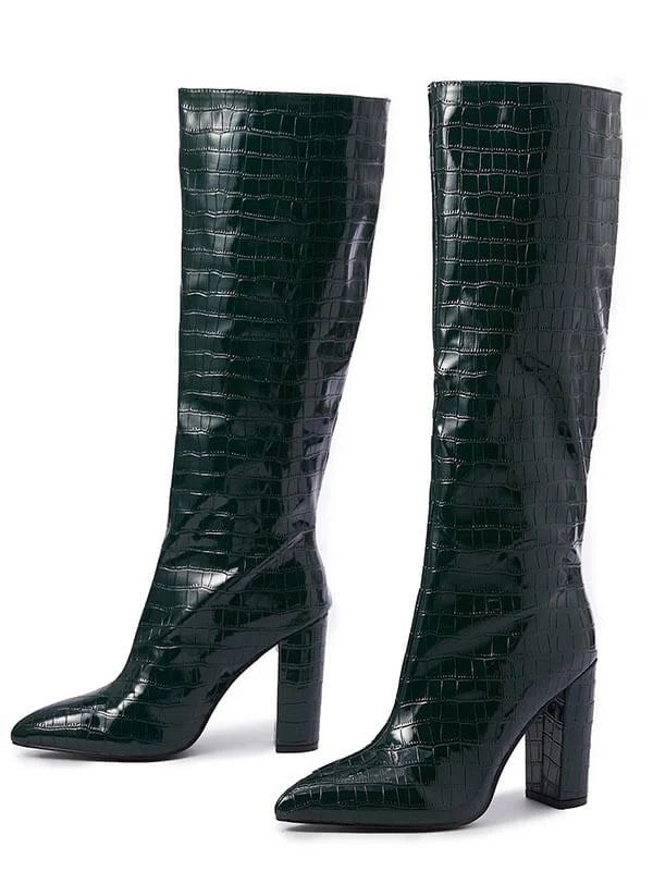Hortensia | Women's Knee High Boots | Block Heel Pointed Toe