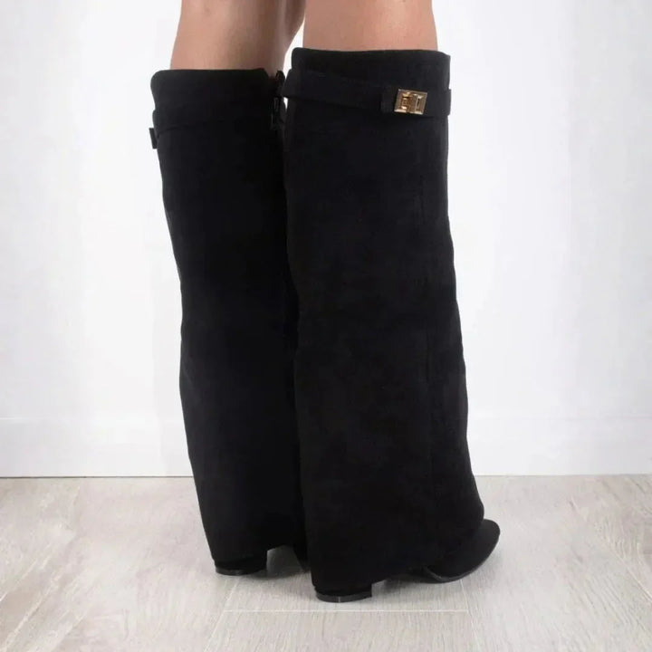Jimena | Women's Knee High Boots | Fold-Over Cuff Pointed Toe