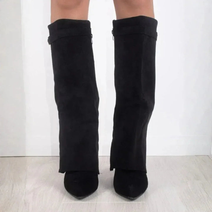 Jimena | Women's Knee High Boots | Fold-Over Cuff Pointed Toe