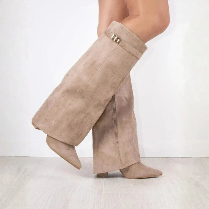 Jimena | Women's Knee High Boots | Fold-Over Cuff Pointed Toe