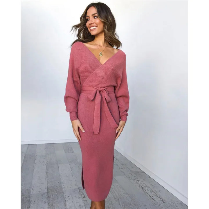 Richilde | Knit Wrap Maxi Dress Long Sleeve