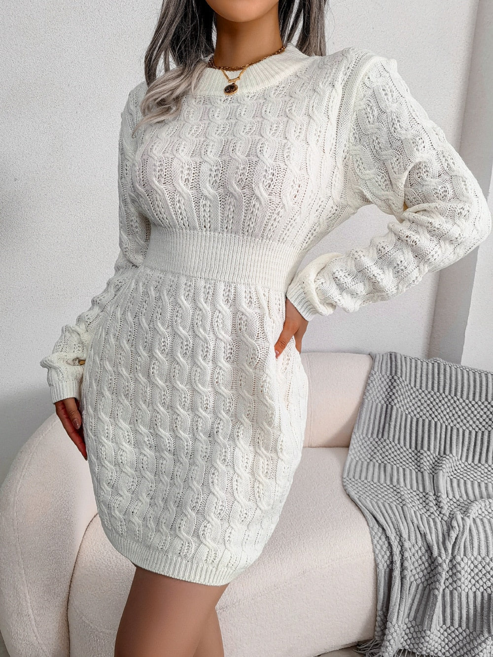 Eurynome | Knit Mini Dress Long Sleeve | Elegant