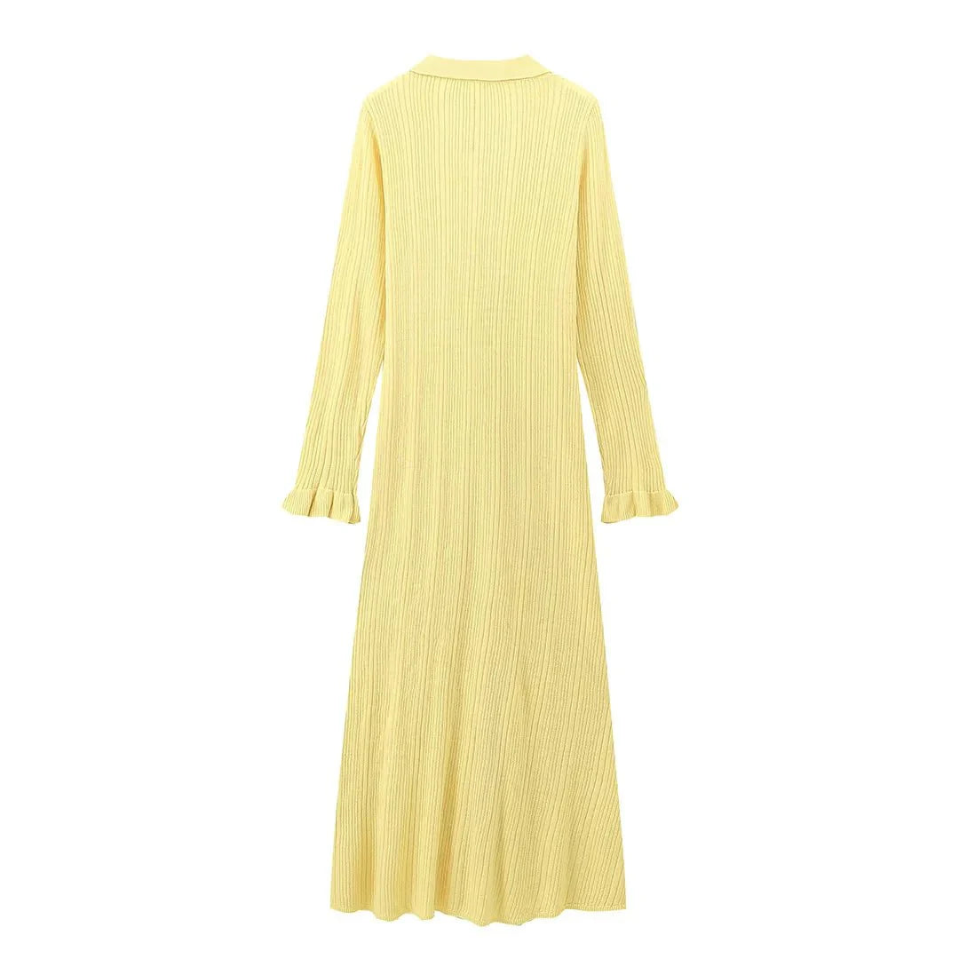 Berhtgyth | Women's Knit Maxi Dress | Button Down Long Sleeve Casual