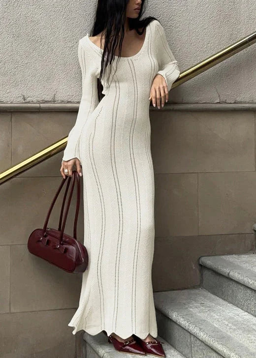 Uche | Women's Long Sleeve Maxi Knit Dress | Scoop Neck Bodycon